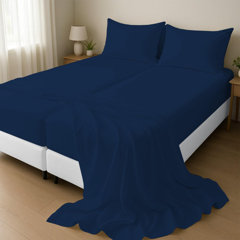 Split King Sheets for Adjustable Beds 100% Egyptian Cotton 1000 Thread Count Sheets - 5Pcs Split King Sheet Set 18" Inch Deep Pocket - Navy Blue Solid