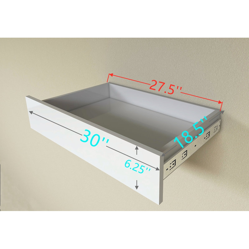 Tiroir blanc pour garde-robe de garde-robe blanc, hauteur de 6,25 po et profondeur de 18 po, H 6,25 po x l 30 po x P 18,5 po