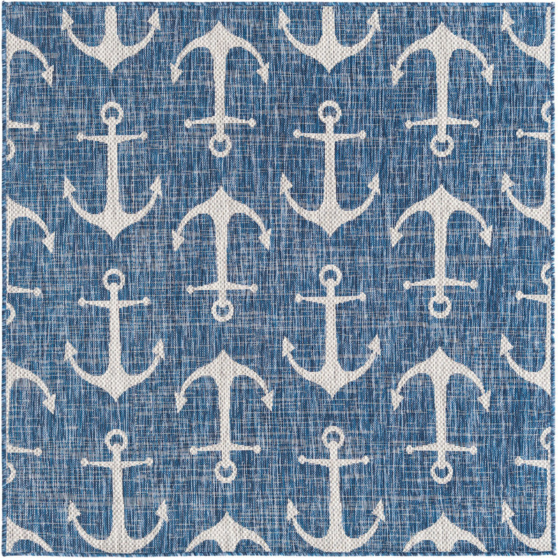 Contemporary Ayton Area Rug Sea Colour, Square 5'3"