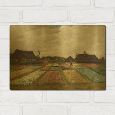 «Flower Lits In Holland» par Vincent Van Gogh, art mural en métal doré, 16 po x 12 po