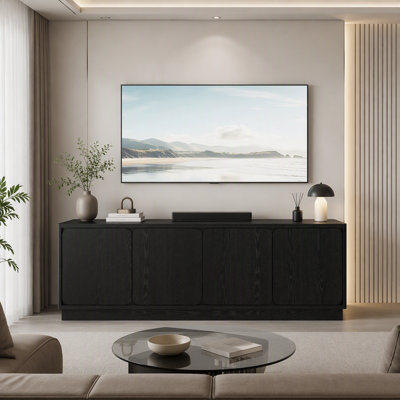 TV Stand,Sideboard Buffet Cabinet with 4 Storage Doors, Wood Particle Board Media Console Cabinet with Cable Holes
