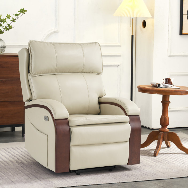 Fauteuil inclinable électrique Yreka, Similicuir crème / blanc