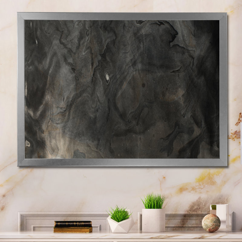 Impression sur toile «Flavour Art Waves In Shades Of Black II», H 30 po x l 40 po x P 1,5 po, Cadre photo argenté