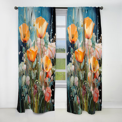 Perce - Rideau à motif de plantes - Rideau floral occultant en velours - 1 panneau