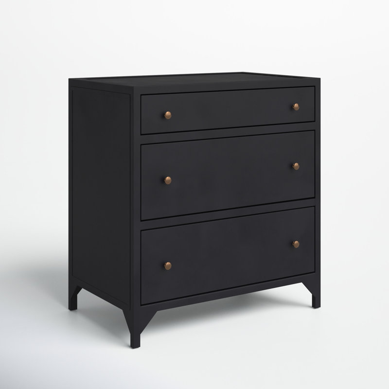 Camille 3 - Drawer Iron 28" Nightstand, Black