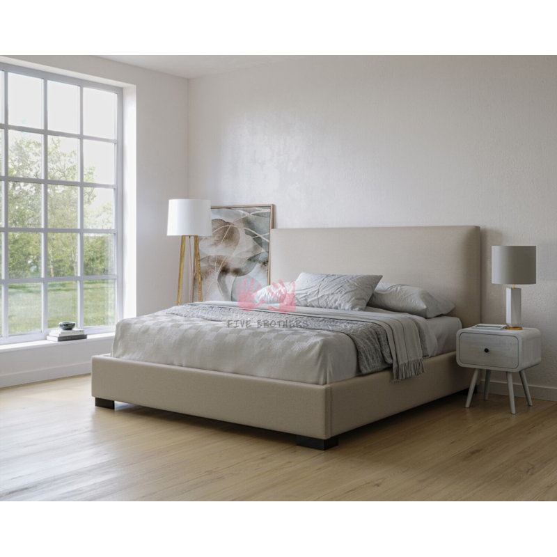 , Lit plateforme Alnetia beige, Très grand
