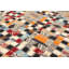Tapis jaune / rouge / bleu en laine de vache Aljet