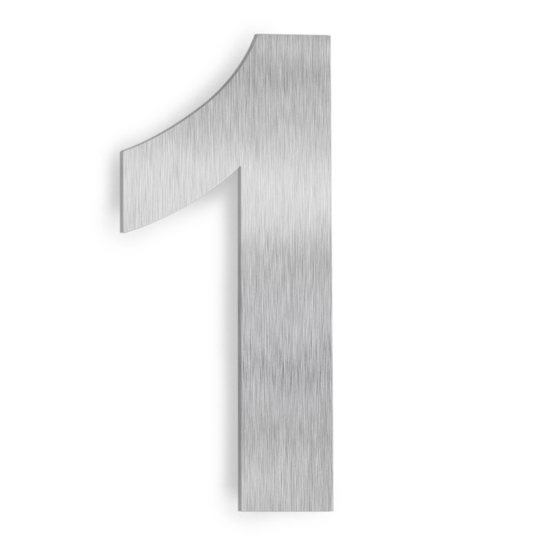 6 in. Floating Mount House Number, 1, Silver