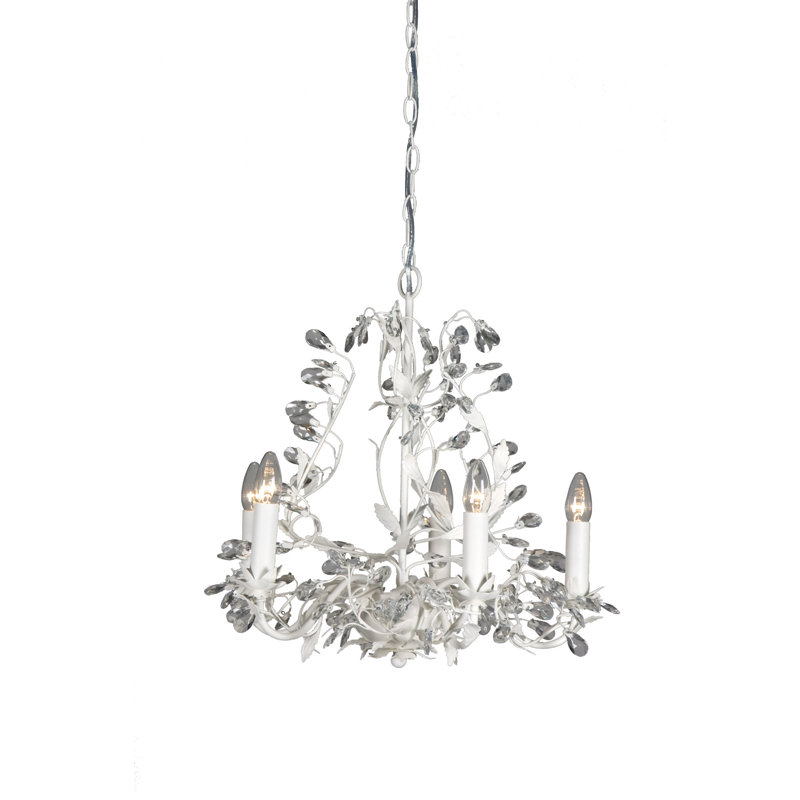 Glasser 5 - Light Candle Style Chandelier, Frosted White