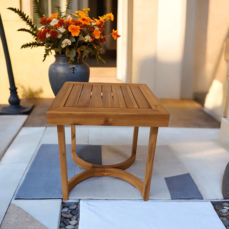 Table d'appoint carrée d'extérieur en acacia