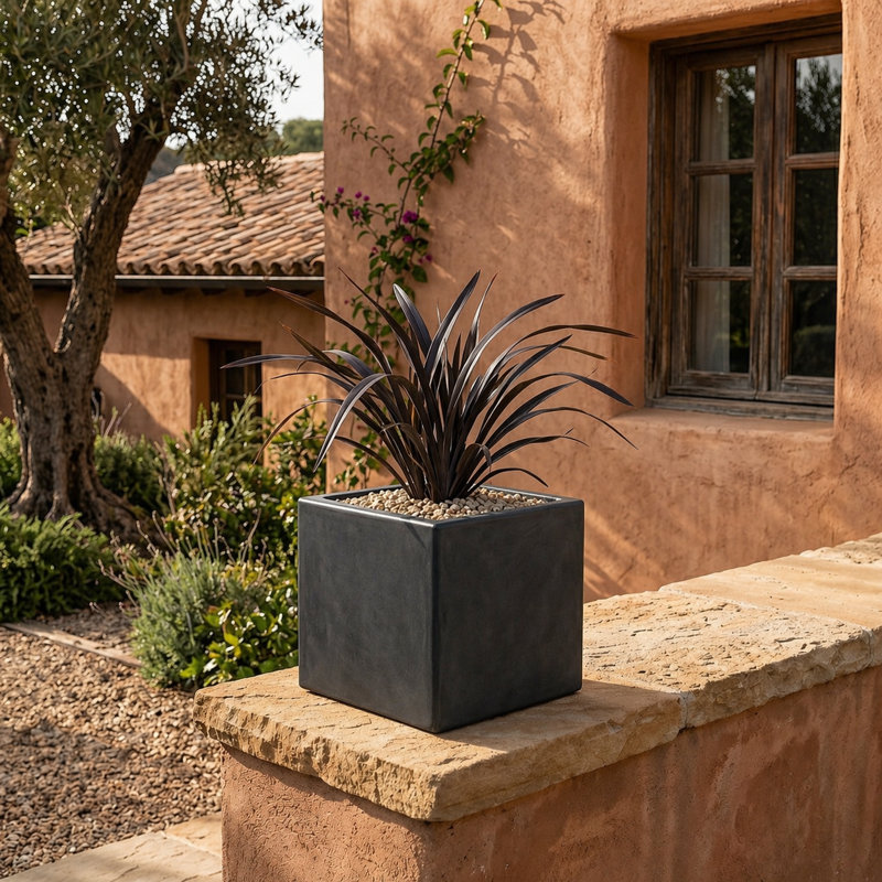 Wandie Green Polyethylene Pot Planter, Dark Gray, 11.8" H x 11.8" W x 11.8" D