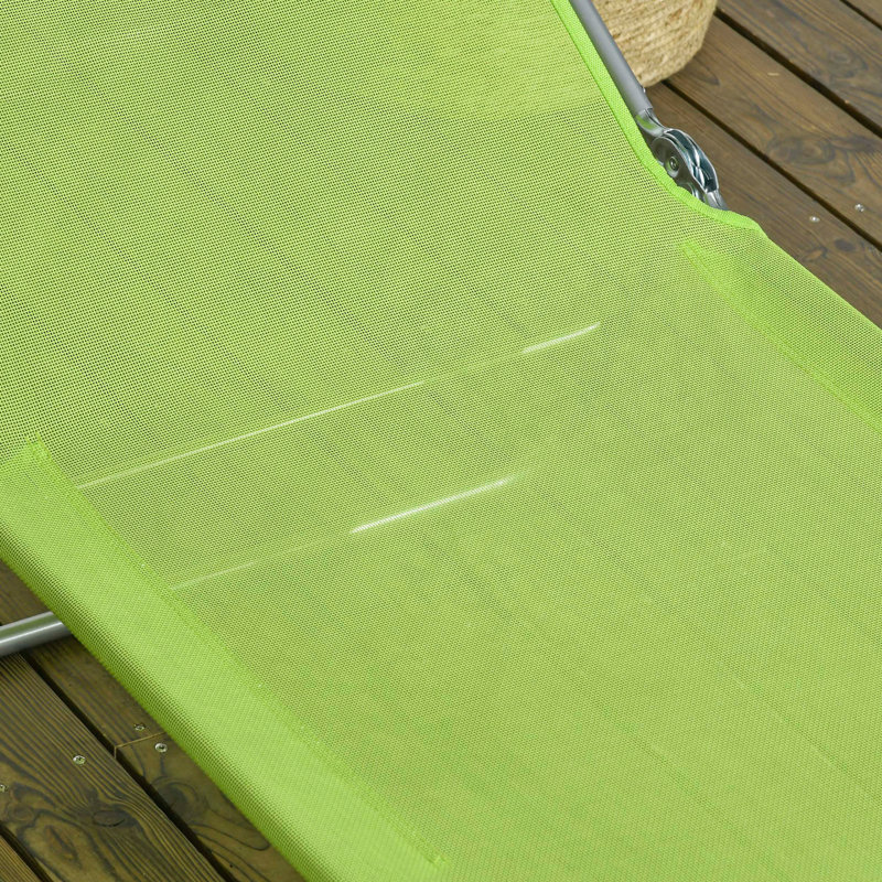 Chaise longue pliante avec dossier inclinable en position 6? Et appui-tête, ensemble de 2 - Vert, Vert