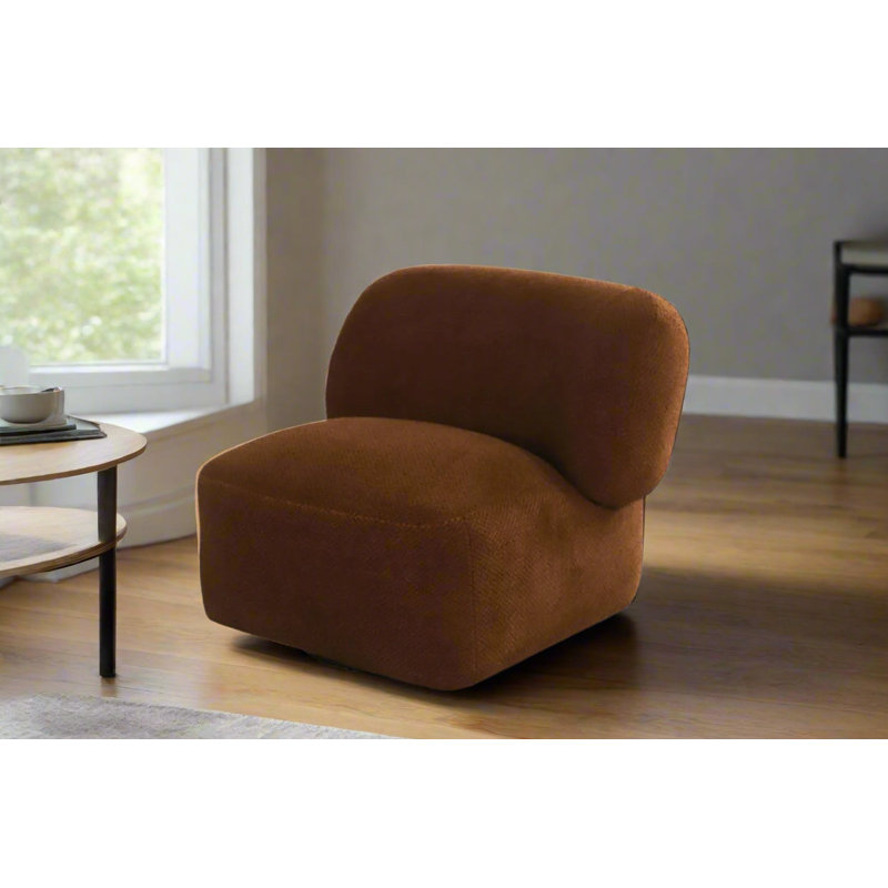 Fauteuil de salon pivotant moderne Forma Mid-Century - brun, Brun, H 29,5 po x l 37,4 po x P 35,85 po