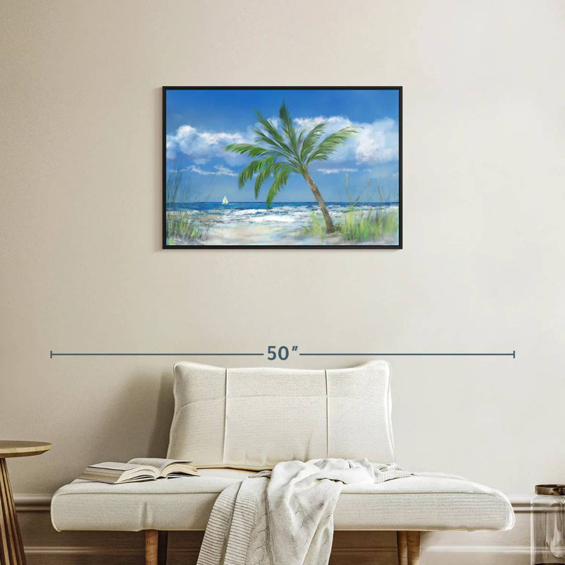 Palmier paradis, Cadre flottant noir, 31 po x 21 po