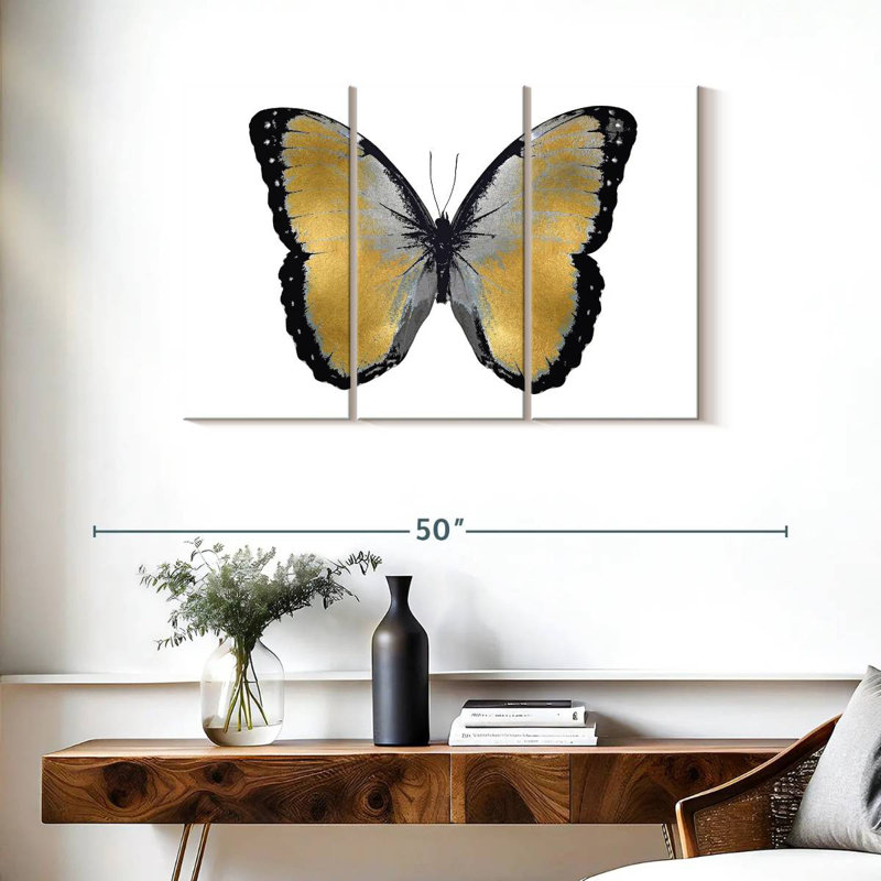 Brampt Butterfly In Metallic I, 24" H x 38" W
