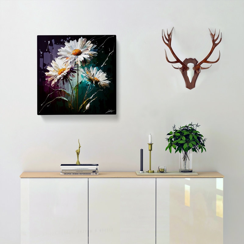 Daisy Palette Knife Painting - Wrapped Canvas