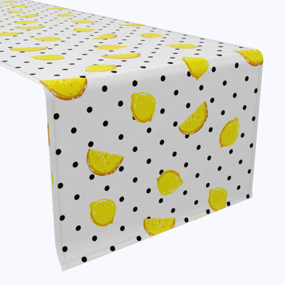 Table Runner, 100% Cotton, 16X108", Summertime Lemons