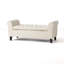 Banc de rangement capitonné ivoire avec accoudoirs roulés, repose-pieds relevable de 38 po de largeur avec pieds noirs, vestibule et mobilier de chambre à coucher