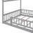 Wood House Bed Frame With Fence, Sturdy Pine Construction, Playful Design-123857054-123857058