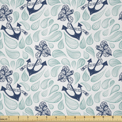 Davetta Water Droplets Anchors with Marine Vintage Wavy Ocean Multi-Purpose Fabric