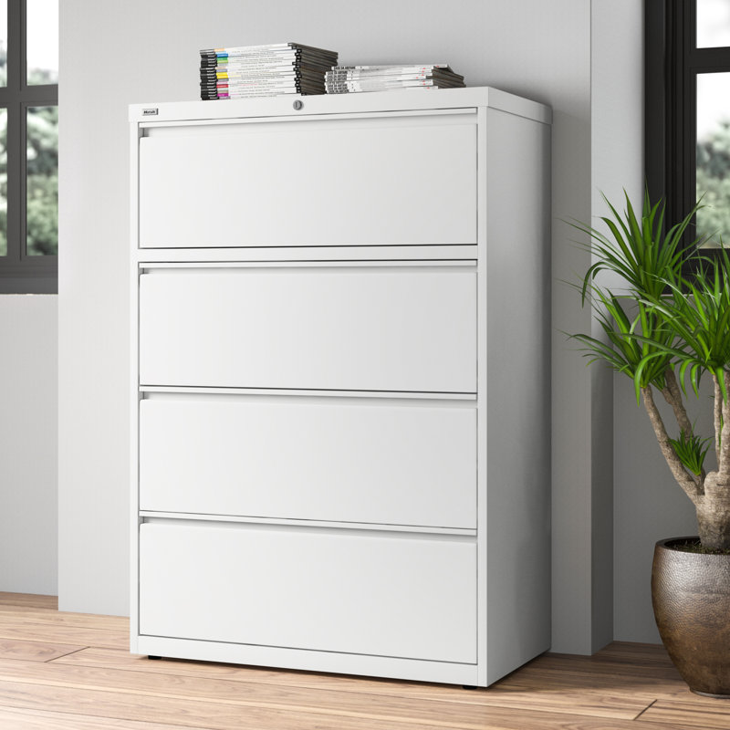 Pabel 36'' Wide 4 -Drawer Steel File Cabinet, Light Gray