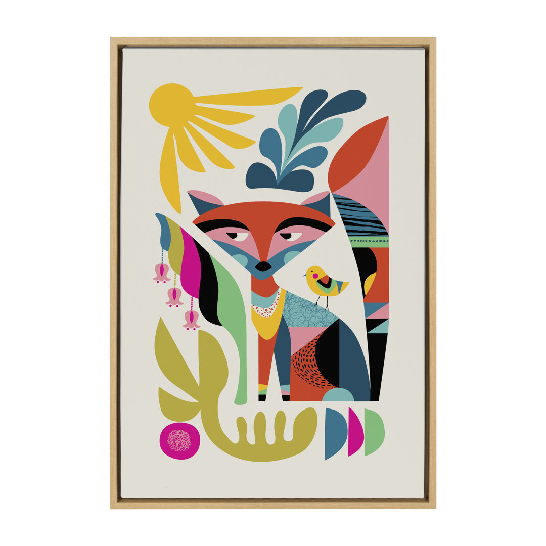 Keaundrea Mid Century Modern Fox by Rachel Lee - Floater Frame Graphic Art Print on Canvas Corrigan Studio® Frame 