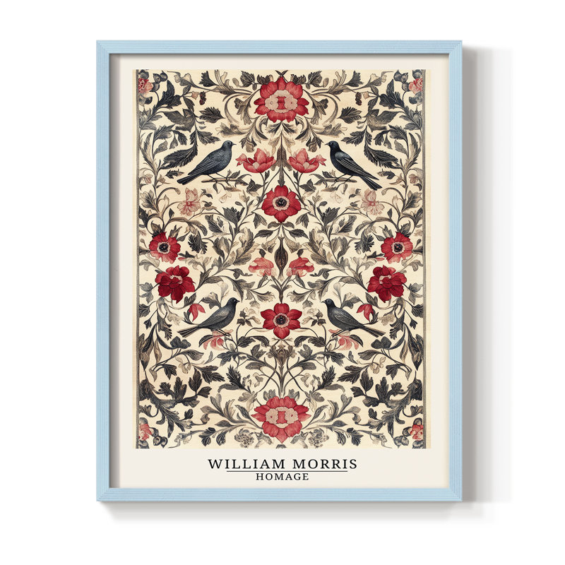 Imprimé encadré en bois massif de la série CCGLLWI de William Morris, Bleu, H 21 po x l 17 po