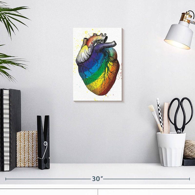 Cœur de couleur arc-en-ciel khazi, H 12 po x l 8 po