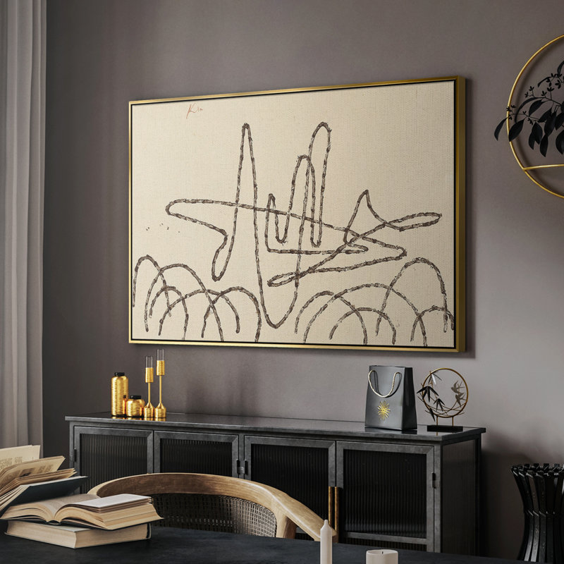 Paysage rétro - CCLXVI, Toile avec cadre flottant or, H 27 po x l 41 po x P 2 po