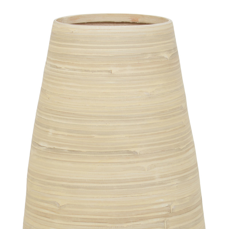 Grand vase de plancher en bambou fabriqué à la main Teebar, H 27,5 po x l 11 po x P 11 po, Naturel