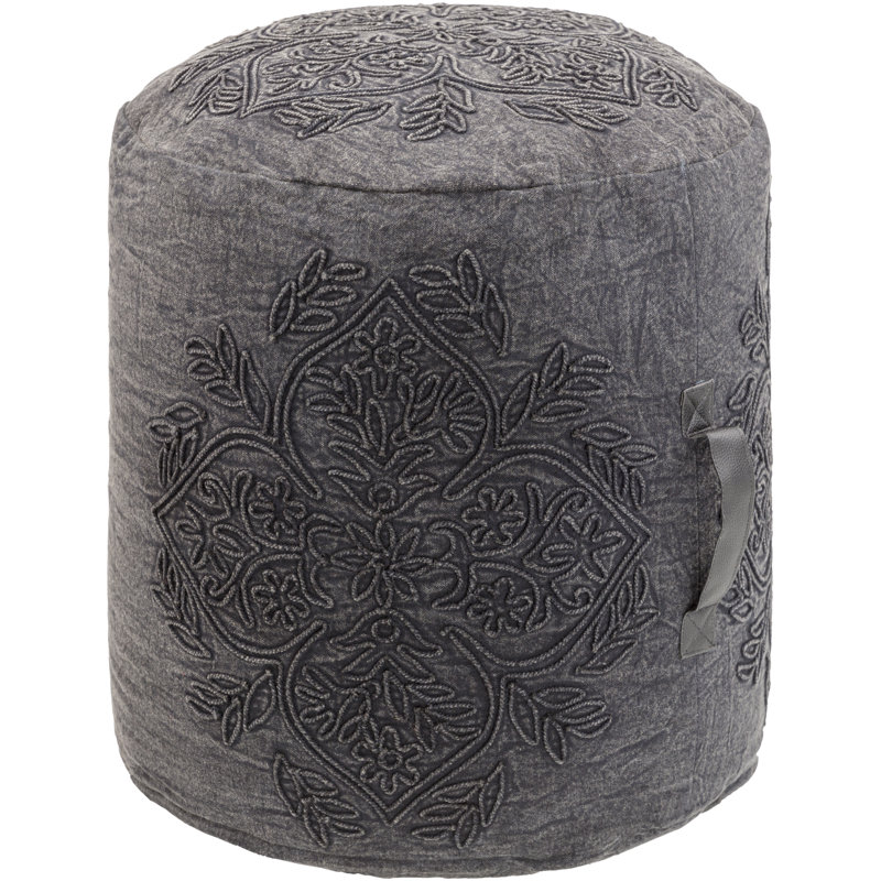 Fredric Upholstered Pouf, Gray 100% Cotton