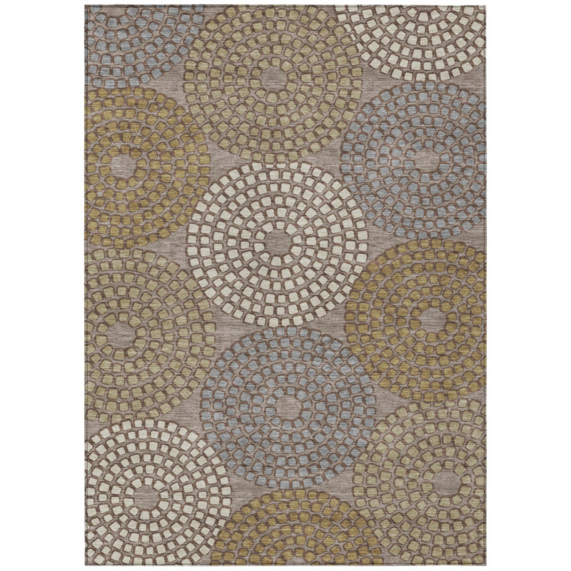 Tapis intérieur / extérieur lavable beige / vert 10 'x 14' taupe