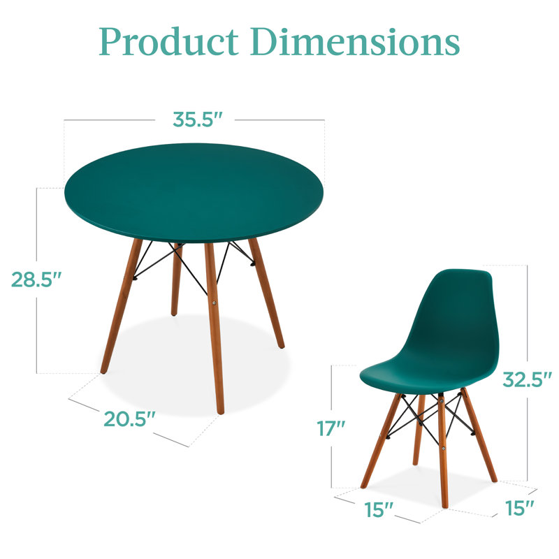 Fechter 4 - Person Four Leg Base Dining Set, Green