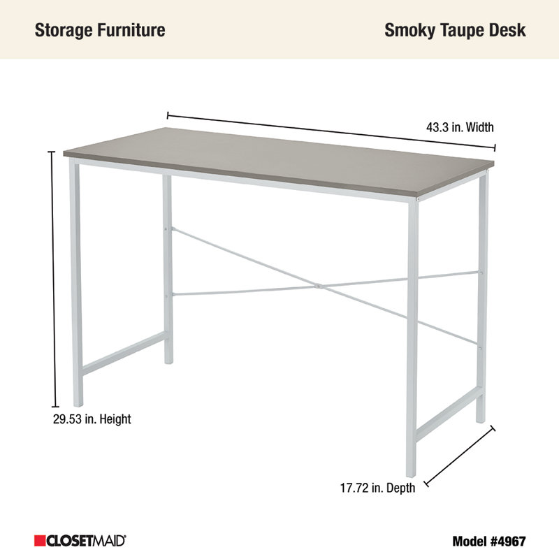 ClosetMaid Industrial Writing Desk, Solid Taupe/White