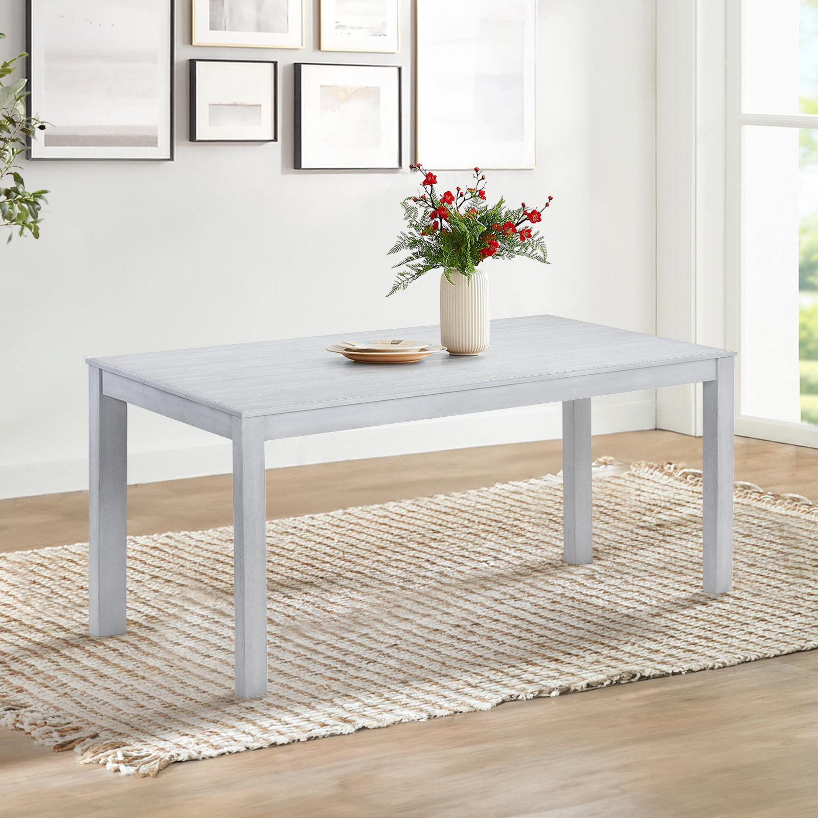 Ebern Designs Luders Modern Square Solid Wood Dining Table Computer ...