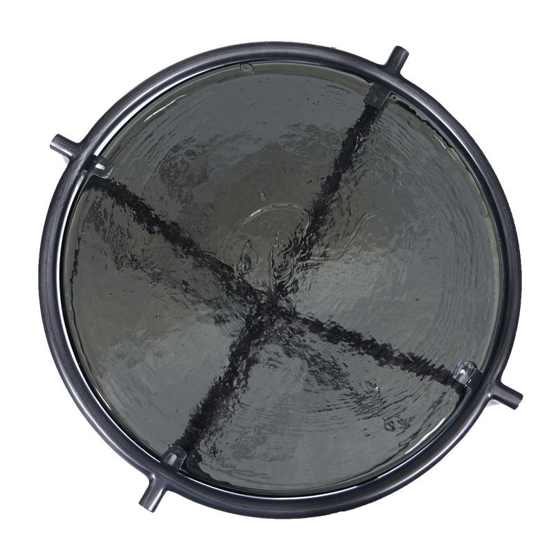 Black Round Metal and Glass Transitional Side Table