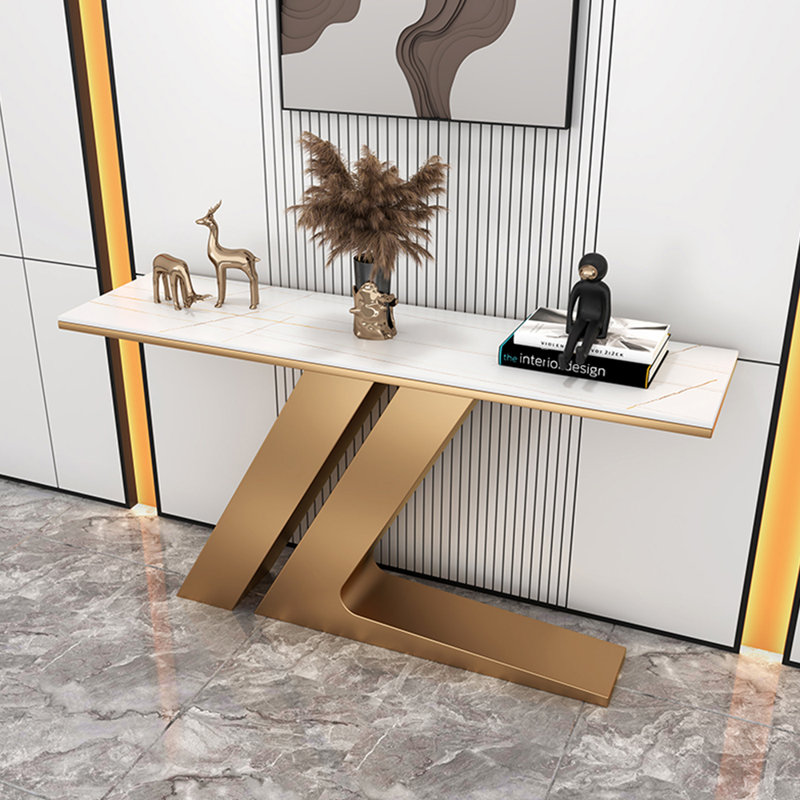 Italian-style simple light luxury console table, 31.5" H x 55.1" W x 11.8" D, White