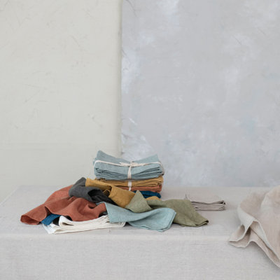Vernon Square Stonewashed Linen Dinner Napkins for Kitchen Use, Set of 4