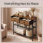 Narrow Console Sofa Table with Two Mesh Storage Shelves