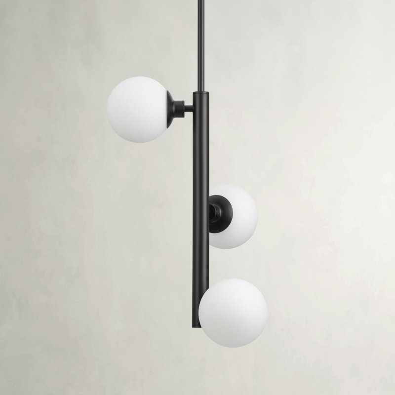 Luminaire suspendu contemporain noir mat à 3 lumières Avec 13,375 po, Noir mat