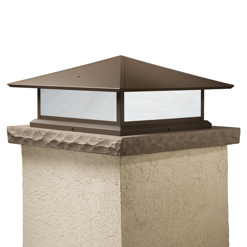 Abston Stained Glass Pier Mount Light, Wispy White, Powder Coat Bronze, 9.5" H x 17" W x 17" D