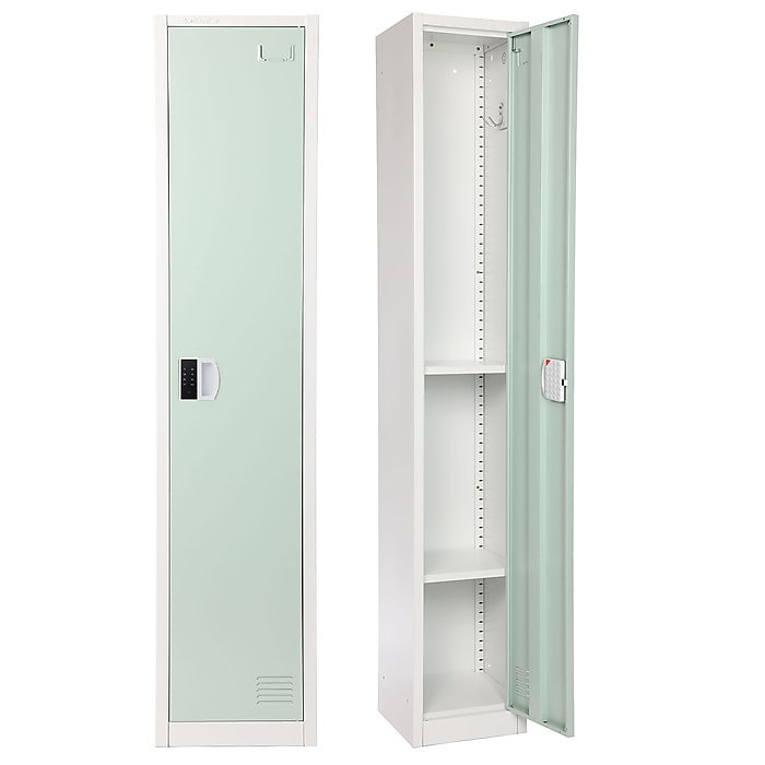 Misty Green Steel Single Tier Storage Locker with Adjustable Shelving