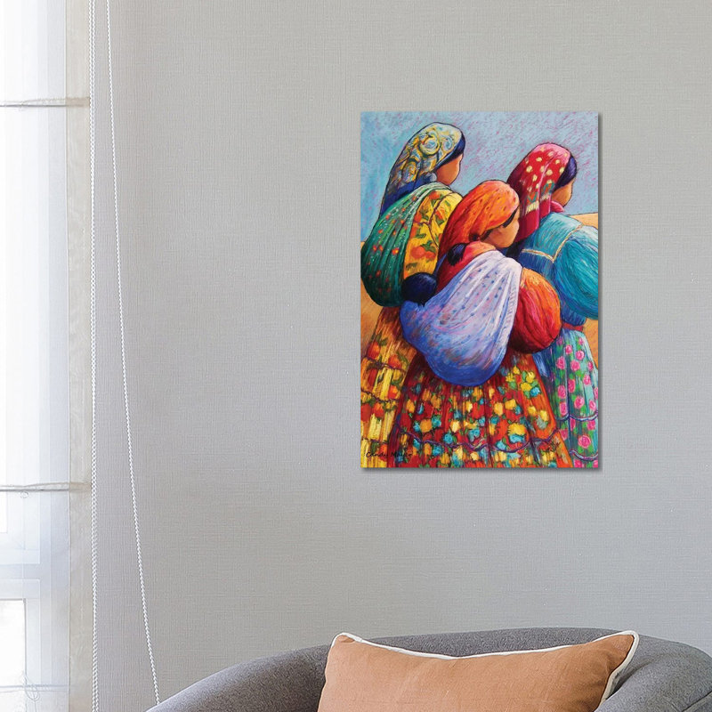 « Les femmes Tarahumara » par Candy Mayer, impression, H 26 po x l 18 po x 1,5 po, Toile tendue, Pas de tapis