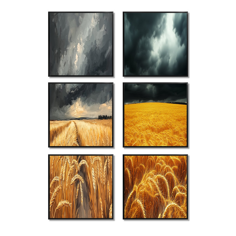 Poteat - ensemble de 6 reproductions d'art sur toile, Black, Framed Print without Mat