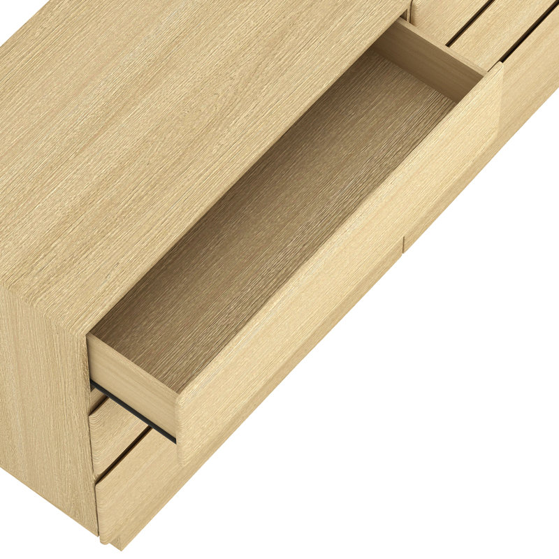 Commode double contemporaine 6 tiroirs Ardea, Chêne naturel