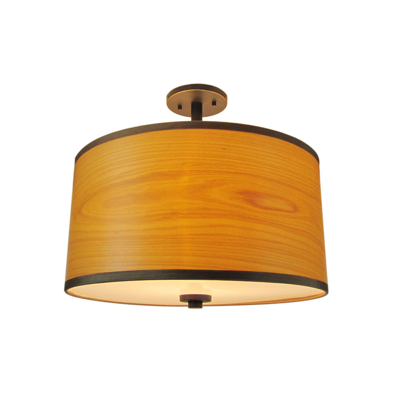 Bronze Brulee Drum Semi-Flush Ceiling Mount Light