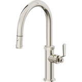 Pull-Down Kitchen Faucet With Button Sprayer - Low Arc Spout