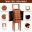 Armoire à bijoux avec miroir de maquillage 5 tiroirs et 8 crochets à colliers avec rangement pour bijoux et 2 portes battantes-1277678237