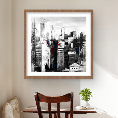 White City with Paint Splash - Framed Matted Print for Decor