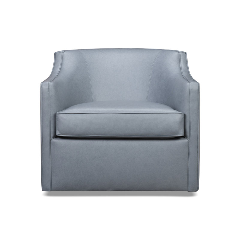 Fauteuil pivotant en cuir Marietta, Rangers bleu adriatique